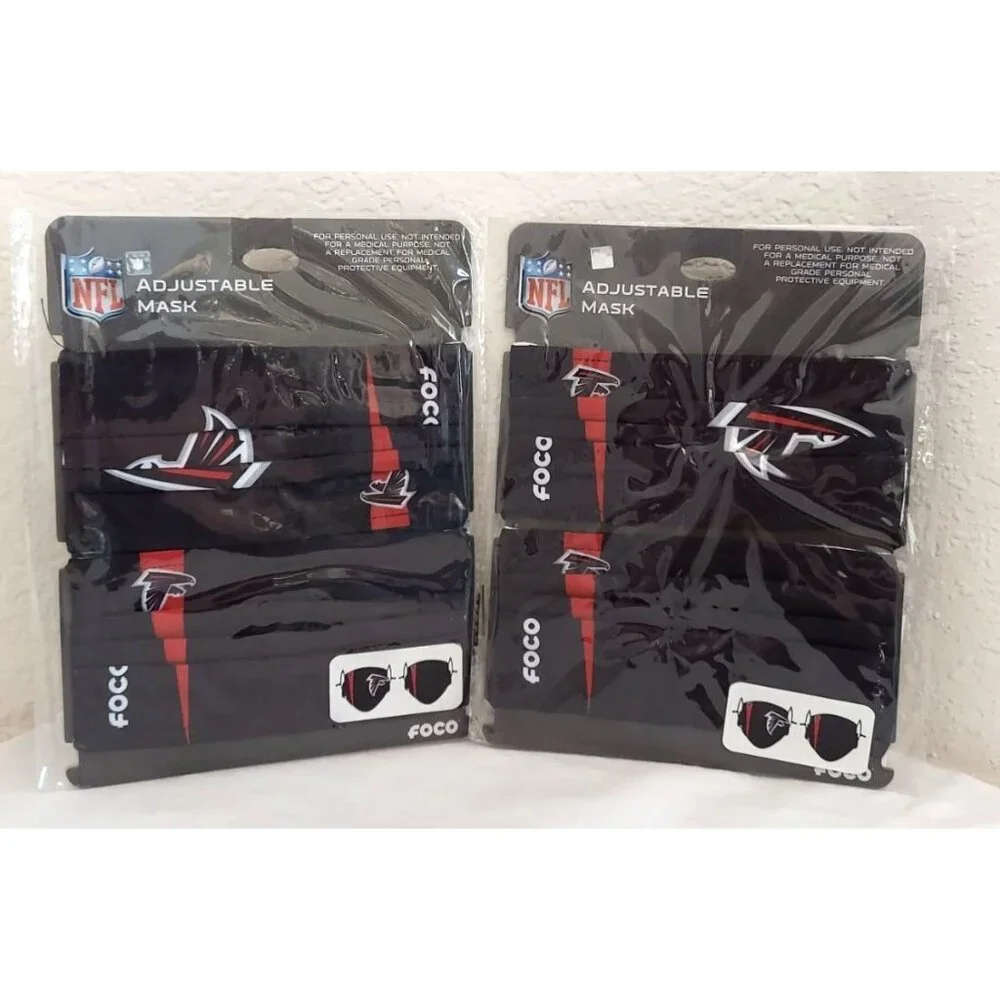 NFL Game Day Atlanta Falcons Adult Adjustable Face Mask Covering - 2pk Lot